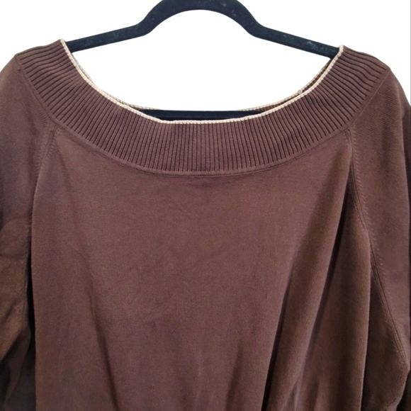 3X Drawstring Waist Over the Shoulder 3/4 Sleeve Blouse - Picture 3 of 5